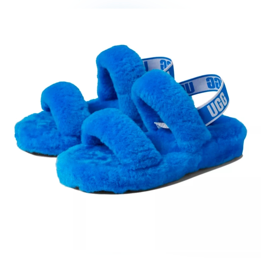 UGG Women's Oh Yeah Sheepskin Slippers in Dive Blue Sz 9 NWOT - Picture 2 of 11